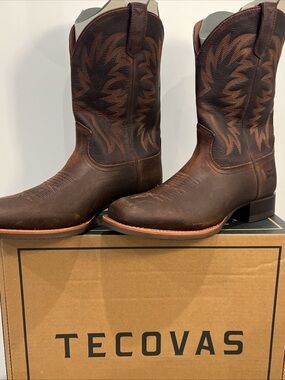 NEW Tecovas ‘The Dusty’ Cigar Cowhide Brown Handmade Leather Boots Men Size 11 D